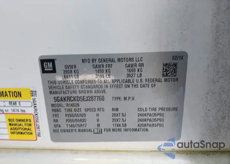 2014 Buick Enclave Premium z USA, uszkodzony, nr VIN 5GAKRCKD5EJ287760